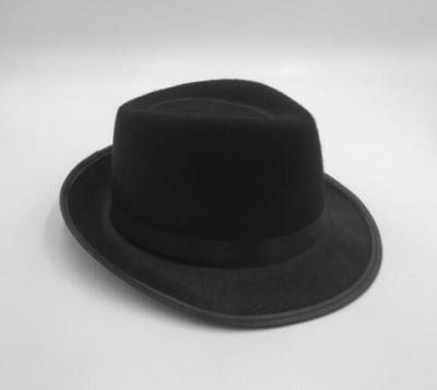 China Cheap Unisex Adult Black Picture Color Polyester Flocking Felt Firm Costume Hat for sale