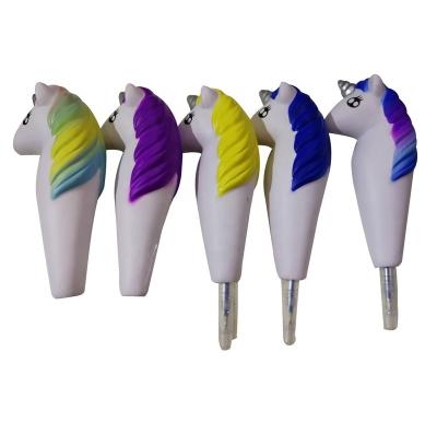 China Soft Squishi PU Foam Kids Toy Gift Scented Rainbow Unicorn Shaped Strain Reliver Pen Cover for sale