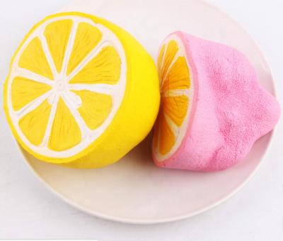 China Foam Super Soft Foam Squeeze Toy Jumbo Half Lemon Shaped Anti Stress Squeeze Ball for sale