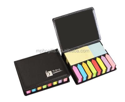 China Promotional Company Self Adhesive Gift Combined PU Leather Box Sticky Notepad for sale