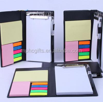 China High Quality Self-adhesive Promotional PU Leather Cover Sticky Note Gift Memo Pad Manager Case With Pen for sale