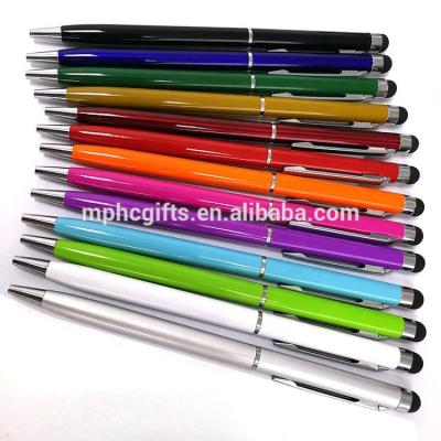 China Promotional Pen 2 in 1 Cheap Slim Tip Metal Touch Pen Twist Stylus Pen for sale