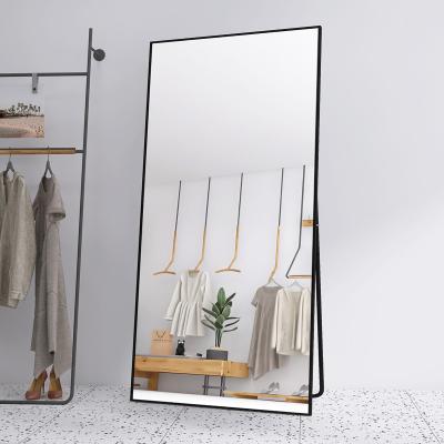 China Minimalist China Manufacture Decorative Black Metal Framed Large Full Standing Mirror Aluminum Dressing Mirror for sale