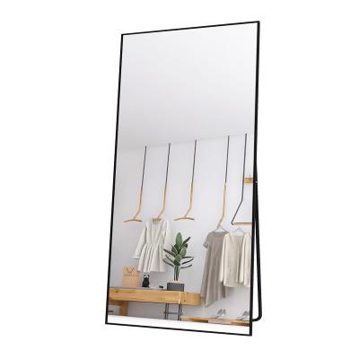 China Minimalist China Manufacture Decorative Black Metal Framed Large Full Standing Mirror Aluminum Dressing Mirror for sale