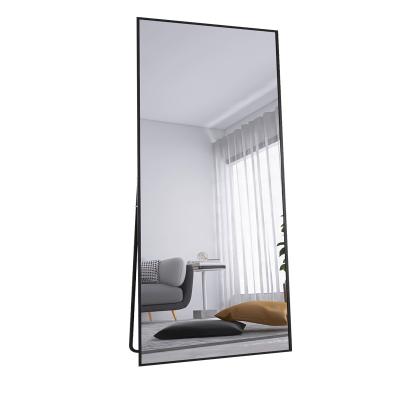 China Minimalist China Manufacture Decorative Black Metal Framed Large Full Standing Mirror Aluminum Dressing Mirror for sale