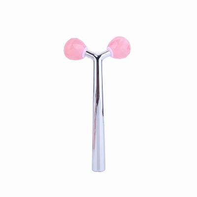 China Hot Selling Anti-Puffiness Powder Crystal 3D Jade Facial Beauty Stick Y Shape Facial Roller for sale