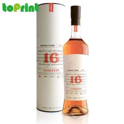 China Recyclable Custom Logo Luxury Whiskey Wine Bottle Cardboard Cylinder Gift Packaging Empty Paper Boxes With Metal Lid for sale