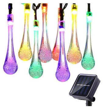 China Outdoor Solar Drop LED String Lights 20ft 30 LED Christmas Decorative Water Drop Fairy Lights for sale