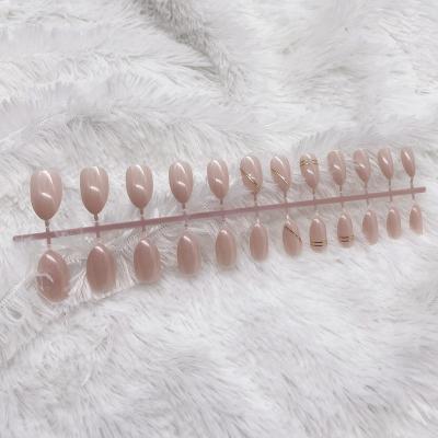 China Gold Line Squeeze Shiny Finish UV Summer Short Nail Design Artificial GEL Nails Top Stiletto 