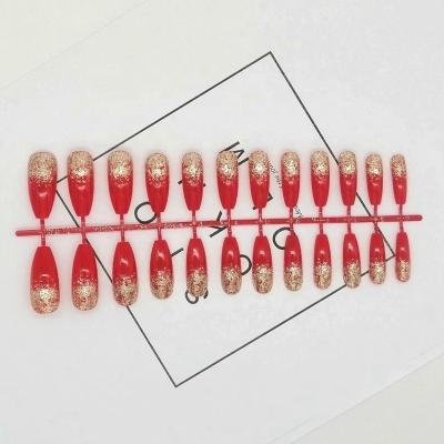 China Long Design Ballerina Nails Press On Fingers Bride Wedding Use Artificial Nails With Glue for sale