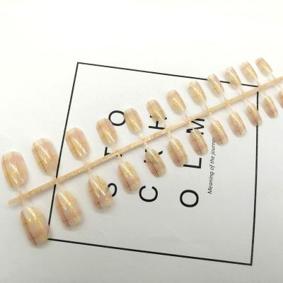 China Oval Line Nail Woman Design Piece Design Artificial Glitter Shape Whole Nail Beauty Easy Use Tips for sale