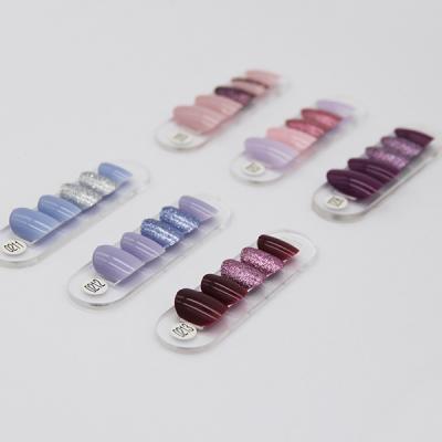 China Hot Wholesale 24pcs Purple Design Nail Tips/Blue/Pink Glitter Artificial Nail Tips Press On Nails for sale