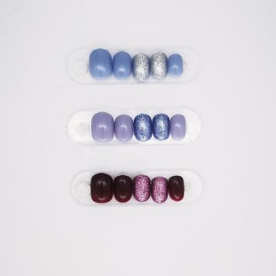 China High Quality Customized Cheap Colorful Glitter Design Oval Artificial Nails Tips for sale