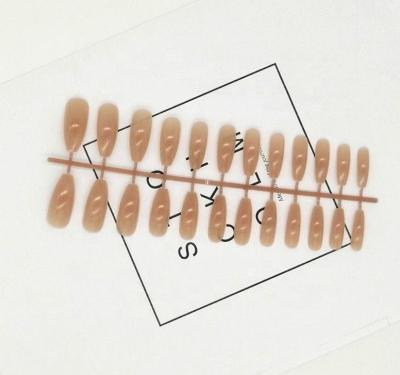 China Long Nail Almond Shape French Sizes Solid Color 12 Brown Color Design Press On Nail Fall Design Nail Art for sale