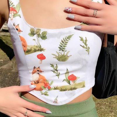 China Bomblook Q21TP216 QUICK DRY Casual Square Collar Tank Tops Women Shape Art Print Cropped Tank Tops Streetwear for sale