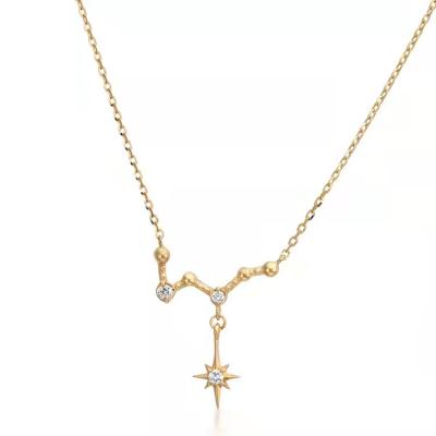 China Romantic QS575 Gold Plated 925 Sterling Silver Necklace Star Zircon Diamond Necklace Women for sale