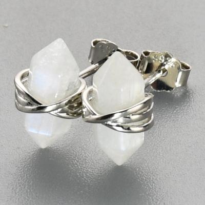 China Juaibo Sterling Silver Herkimer Diamond Crystal Quarry Natural Green Blue Moonstone Silver Desk/Earrings for sale