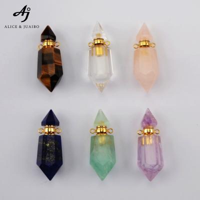 China CLASSIC Natural Bottle Crystal Pendent Healing Crystal Vial of Gemstone Essential Oils G1942 for sale