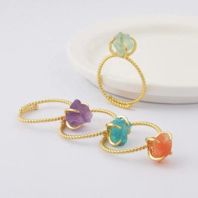 China ZG0447 TRENDY Stacking Rings Jewelry Natural Blue Green Women Claw Natural Healing Crystal Gemstone Rings Set for sale