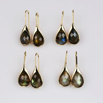 China ZG0467 Vintage Teardrop Labradorite Earrings Natural Gemstone Dangle Earring for sale