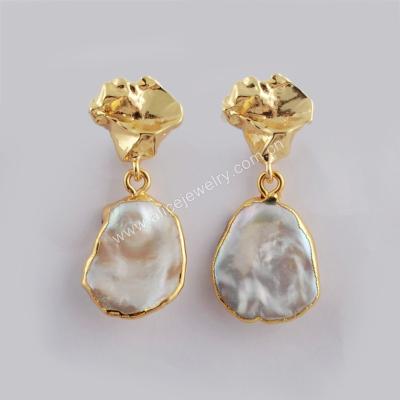 China BOHEMIA G1780 real gold plated freshwater pearl earrings freefrom natural pearl statement earrings for women for sale