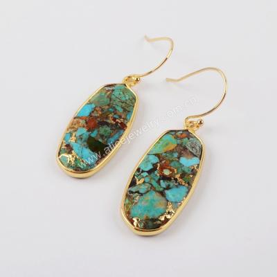 China Cooper G1924 Unique Natural Turquoise Turquoise Hoop Earrings Gold Plated Environmental Friendly for sale