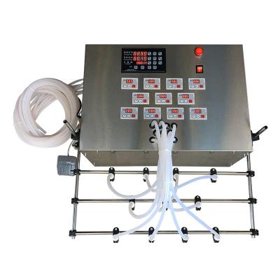 China Beverage Semi-automatic 11 Head Juice Soap Cleaning Vodka Liquid Bottled Wine Bottled Water Milk Perfume Liquid Filling Machine for sale