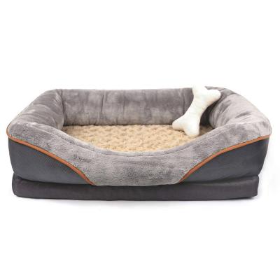 China Luxury Cat Dog Pet Plush Luxury Gray Cooling Dog Sofa Bed, New Design Memory Foam Pet Beds for Large Medium Small Pets BTR-PD001 for sale