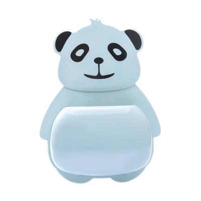 China Viable Children's Toothbrush Cartoon Panda Shape Bathroom Toothbrush Suction Cup Storage Rack Toothpaste Holder for sale