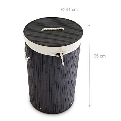 China Hot Sale Large Capacity Round Foldable Portable Bamboo Storage Laundry Basket for sale