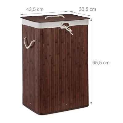 China Waterproof And Corrosion Tall Foldable Bamboo Laundry Storage Basket For Bathroom for sale