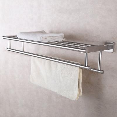 China Easy Mount Shelf Wall Assembly Stainless Steel Bathroom Rustproof Bath Towel Rack With Double Towel Rack for sale