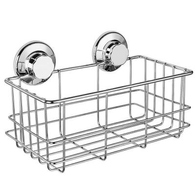 China Wall Mounted Type Shower Trolley With Suction Cups Bathroom Trolley Wall Shelves Kitchen Storage Basket Super Strong Holder for sale