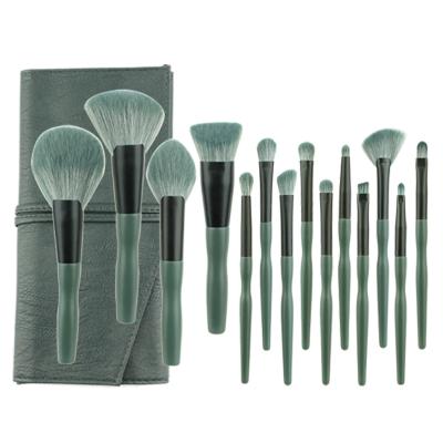 China 14pcs Flat Brush Professional Private Label Luxury Makeup Set Brush With Bag for sale