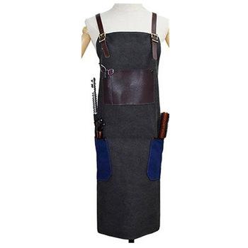 China Comfortable hot sale denim barber hairdresser apron salon apron fashion uniform style for sale