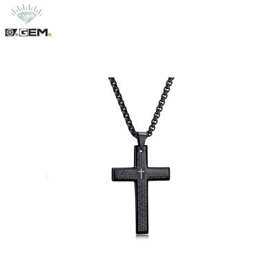 China R.Religious gem. 24 Inches Lord's Prayer Cross Pendant Necklace Stainless Steel For Men for sale