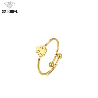 China Romantic R.Gem. Gold Plated Simple Style Delicacy Stainless Steel Adjustable Ring For Women for sale