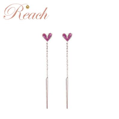 China LA BOHÊME R.GEM. New Design S925 Silver Long Type Fishing Heart Ear Wire For Korea for sale