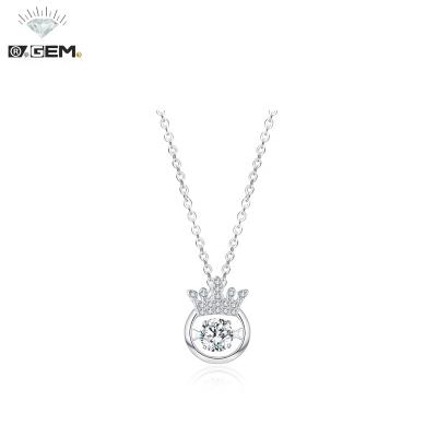 China FASHIONABLE R.Gem. Birthday Gift Queen's Crown Form Dance 925 Sterling Silver Pendant Necklace for sale