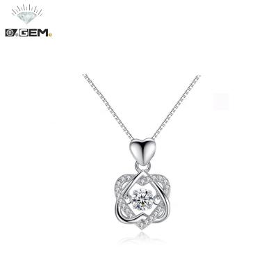 China FASHIONABLE R.Gem. Dance CZ Diamond Heart Shape Love Birthstones S925 Sterling Silver Necklace for Women for sale