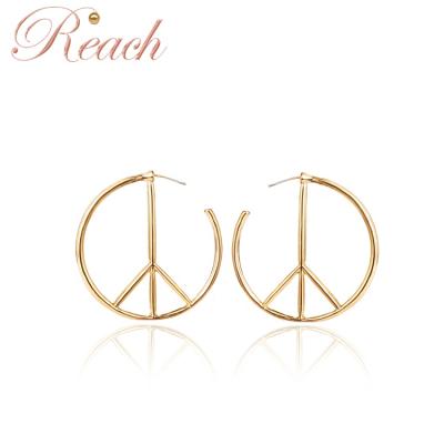 China ALLOY Simple SEM-Round Shape Geometric Peace Symbol Alloy Fan Earrings for sale