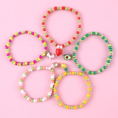 China R.GEM cute. Wholesale Cartoon Colorful Children's DIY Summer 15cm Length Small Spring Beads Bracelet for sale