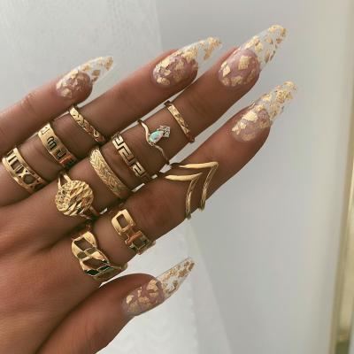 China FASHIONABLE R.Gem. Joint Finger Ring Wedding Boho Vintage Knot Nail Midi Knuckle Ring Set for Women and Girls for sale