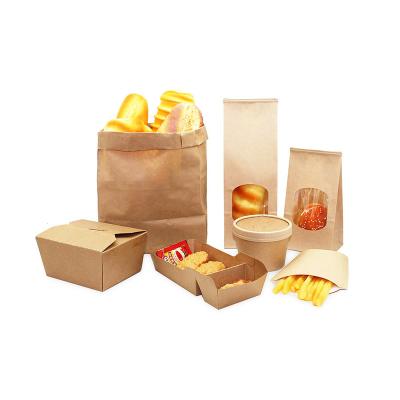 China Popular Selling Recyclable Take Away Fast Food Kraft Paper Bag Recycled Brown Kraft Paper Bag For Food And Bread for sale