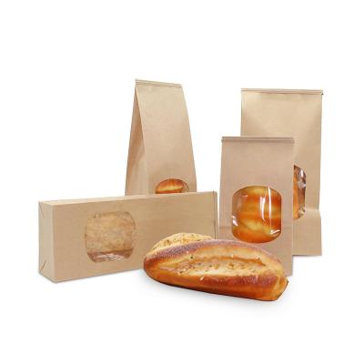 China Recyclable Customization Kraft Paper Greaseproof Bakery Bags Bakery Bags Window Front Kraft Paper Bags for sale