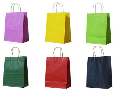 China Customized Printed Recyclable Logo Kraft Paper Bag Colorful Shopping Paper Gift Bag Wine With Handle for sale