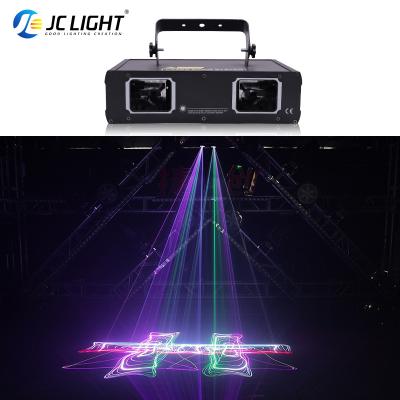 China Full Color RGB Bar Animation Laser Lights For DJ Disco Party Nightclub 2 Heads Rotating Strobe Light Rotating Disco Laser Stage Beam Lights for sale