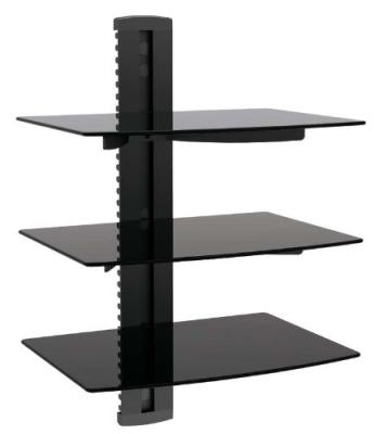 China DVD Wall Shelf 3 Layer Tempered Glass DVD Bracket Settop Rack for sale