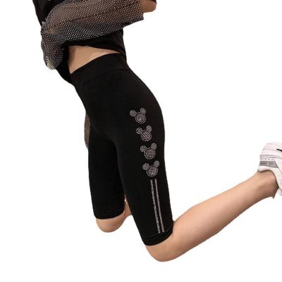 China Casual Antibacterial Fashion With Diamond Craft Plus Size High Waist Leisure Yoga Fitness Shorts Fashion Gaiters Yoga Pants for sale