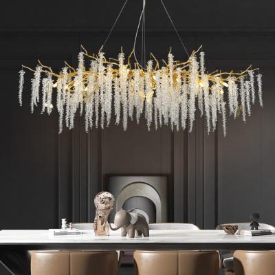 China Modern Luxury Crystal Chandeliers Long Hanging Crystal Ceiling Chandelier for sale